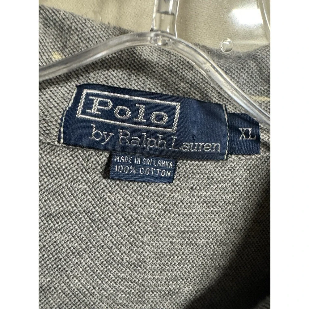 Vintage 90s Polo Ralph Lauren Long Sleeve Pocket Polo Shirt XL Gray Made In USA